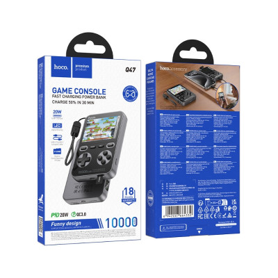 Зовнішній акумулятор HOCO Q47 Shine PD20W power bank with game console(10000mAh) Metal Gray Зовнішній акумулятор HOCO Q47 Shine PD20W power bank with game console(10000mAh) Metal Gray