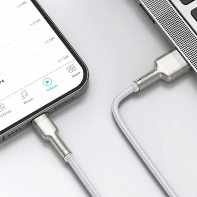 Кабель Baseus Cafule Series Metal Data Cable USB to IP 2.4A 1m White Кабель Baseus Cafule Series Metal Data Cable USB to IP 2.4A 1m White