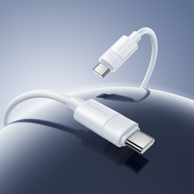 Кабель BOROFONE BX123 Leya 60W silicone charging data cable C to C White Кабель BOROFONE BX123 Leya 60W silicone charging data cable C to C White