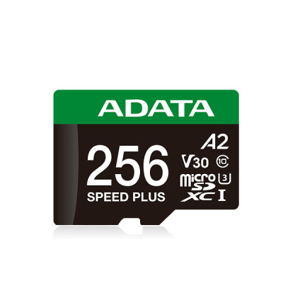 Карта пам'яті microSDXC (UHS-1 U3) A-DATA SPEED PLUS 256Gb Class 10 V30 A2 (R-180Mb/s W160Mb/s) (adapter SD)