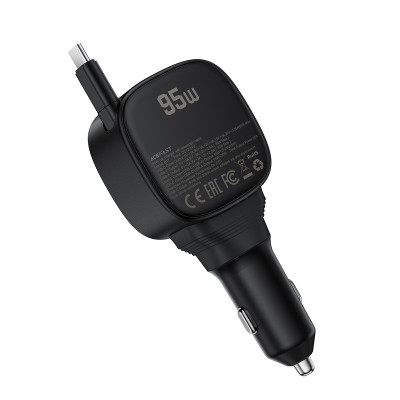 Автомобільний зарядний пристрій ACEFAST B17 95W car charger with telescopic cable Black