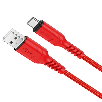 Кабель HOCO X59 USB to Type-C 3A, 1m, nylon, TPE connectors, Red Кабель HOCO X59 USB to Type-C 3A, 1m, nylon, TPE connectors, Red