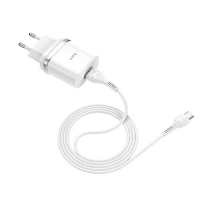 Мережевий зарядний пристрій з кабелем HOCO C12Q Smart QC3.0 charger set(Type-C) 18W White Мережевий зарядний пристрій з кабелем HOCO C12Q Smart QC3.0 charger set(Type-C) 18W White