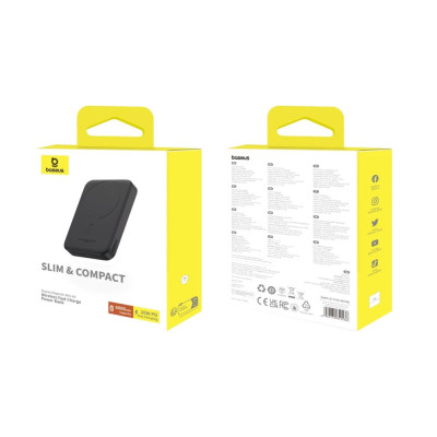 Внешний аккумулятор Baseus Magnetic Mini Air Wireless Fast Charge Power Bank 6000mAh 20W Cluster Black（With Simple Series Charging Cable Type-C to