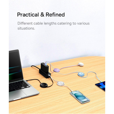 Кабель Baseus Free2Draw Mini Retractable Charging Cable Type-C to Type-C 100W 1m Nebula Purple Кабель Baseus Free2Draw Mini Retractable Charging Cable Type-C to Type-C 100W 1m Nebula Purple