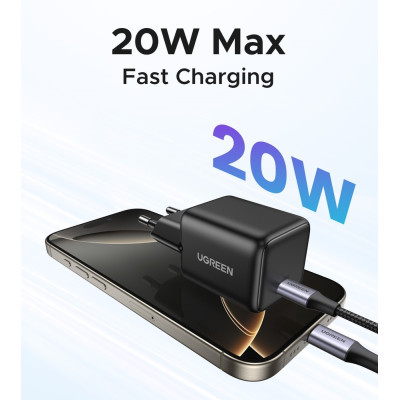 Мережевий зарядний пристрій UGREEN X512 20W USB-C GaN Fast Charger EU Grey