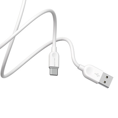 Кабель BOROFONE BX14 USB to Type-C 2.4A, 1m, PVC, TPE connectors, White Кабель BOROFONE BX14 USB to Type-C 2.4A, 1m, PVC, TPE connectors, White