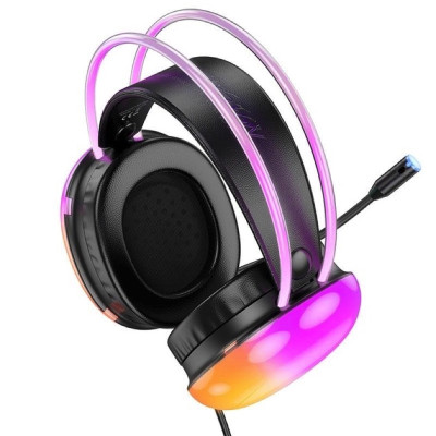 Бездротові накладні навушники HOCO W109 Plus Rich USB7.1 channel gaming headphones Black Бездротові накладні навушники HOCO W109 Plus Rich USB7.1 channel gaming headphones Black
