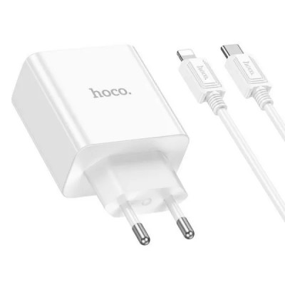 Мережевий зарядний пристрій HOCO C108A Leader PD35W dual port(2C) charger set(C to iP) White