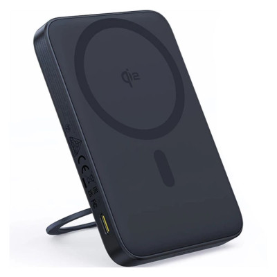 Зовнішній акумулятор Baseus PicoGo Qi2 Magnetic Power Bank with Rotatable Stand 5000mAh 20W Cosmic Black (with Simply Series Charging Cable Type-C Зовнішній акумулятор Baseus PicoGo Qi2 Magnetic Power Bank with Rotatable Stand 5000mAh 20W Cosmic Black (with Simply Series Charging Cable Type-C