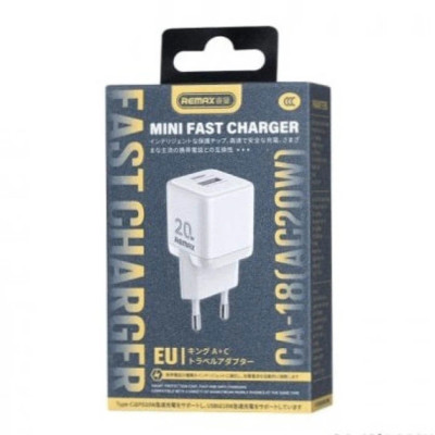 Мережевий зарядний пристрій REMAX Kings 20W A+C Charger CA-18(AC20W) EU-white Мережевий зарядний пристрій REMAX Kings 20W A+C Charger CA-18(AC20W) EU-white
