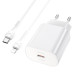 Мережевий зарядний пристрій з кабелем HOCO N22 Jetta PD25W charger set (Type-C to iP)(EU) White