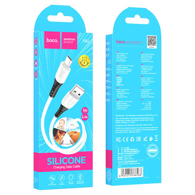 Кабель HOCO X82 USB to Micro 2.4A, 1m, silicone, silicone connectors, White Кабель HOCO X82 USB to Micro 2.4A, 1m, silicone, silicone connectors, White