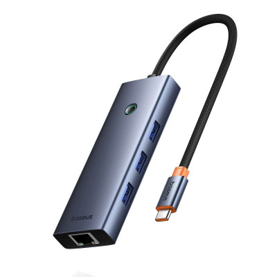 USB-хаб Baseus UltraJoy Series 5-Port HUB Space Grey（Type-C to USB3.0*3+RJ45*1+PD*1）