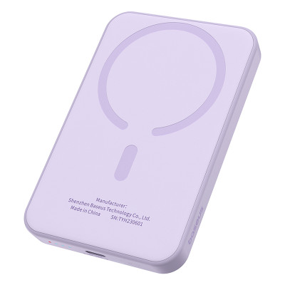 Зовнішній акумулятор Baseus Magnetic Mini Wireless Fast Charge Power Bank 5000mAh 20W Nebula Purple Зовнішній акумулятор Baseus Magnetic Mini Wireless Fast Charge Power Bank 5000mAh 20W Nebula Purple