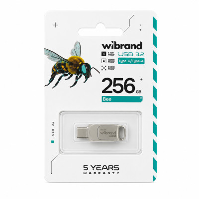 Флеш-накопичувач Wibrand USB 3.2 Gen1 Bee 256GB USB Type-A/USB Type-C Silver