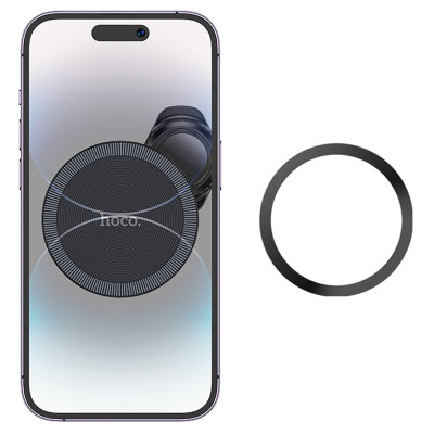 Автотримач для телефона HOCO H23 Alma metal ring magnetic car holder(air outlet) Black Metal Gray