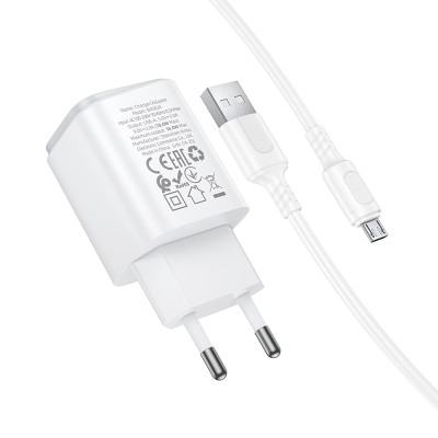 Мережевий зарядний пристрій з кабелем BOROFONE BAS82A Star single port QC3.0 charger set (Micro) (EU) White Мережевий зарядний пристрій з кабелем BOROFONE BAS82A Star single port QC3.0 charger set (Micro) (EU) White