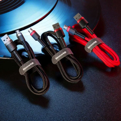 Кабель Baseus Cafule Cable USB For Micro 2.4A 1m Gray+Black Кабель Baseus Cafule Cable USB For Micro 2.4A 1m Gray+Black