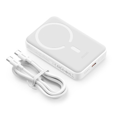 Зовнішній акумулятор Baseus Magnetic Mini Wireless Fast Charge Power Bank 10000mAh 30W  White