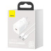 Мережевий зарядний пристрій з кабелем Baseus Super Si Quick Charger 1C 25W EU Sets White（ Mini White Cable Type-C to Type-C 3A 1m White）
