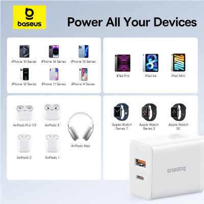 Мережевий зарядний пристрій Baseus Cube Fast Charger C+U 30W EU Moon White