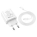 Мережевий зарядний пристрій з кабелем HOCO C80A Plus Rapido PD20W+QC3.0 charger set(Type-C to Type-C) White Мережевий зарядний пристрій з кабелем HOCO C80A Plus Rapido PD20W+QC3.0 charger set(Type-C to Type-C) White