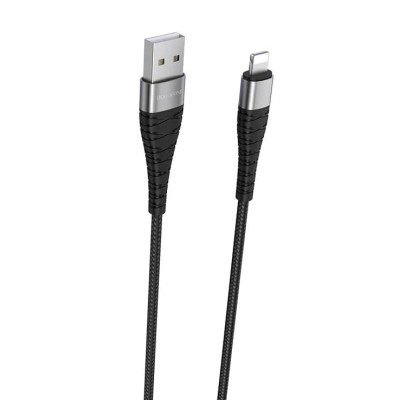 Кабель BOROFONE BX32 USB to iP 2.4A, 1m, nylon, aluminum+TPE connectors, Black Кабель BOROFONE BX32 USB to iP 2.4A, 1m, nylon, aluminum+TPE connectors, Black