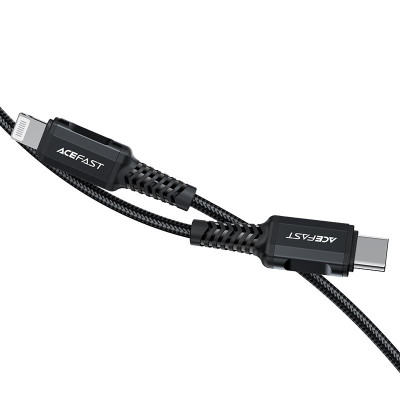 Кабель ACEFAST C4-01 Type-C to iP 3A, 30W, 1.8m, nylon, zinc connectors, Black