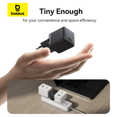 Мережевий зарядний пристрій з кабелем Baseus Palm Fast Charger 1C 20W EU Cosmic Black  set USB-C to iP 20W 1m