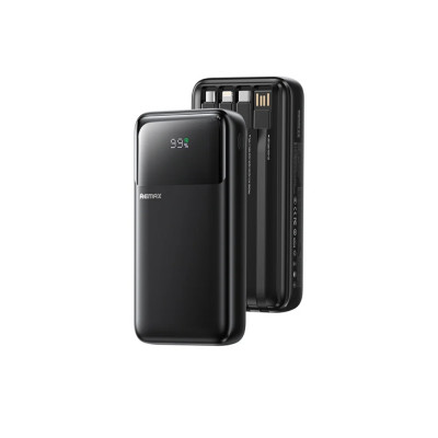 Зовнішній акумулятор REMAX 20W+22.5W with 3 Fast Charging Cable Power Bank 20000mAh FCP-2 Black
