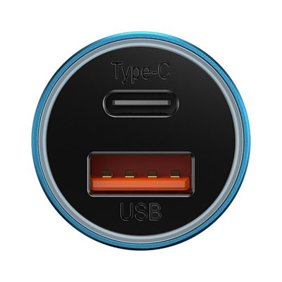 Автомобільний зарядний пристрій Baseus Golden Contactor Max Dual Fast Charger Car Charger U+C 60W Blue Автомобільний зарядний пристрій Baseus Golden Contactor Max Dual Fast Charger Car Charger U+C 60W Blue