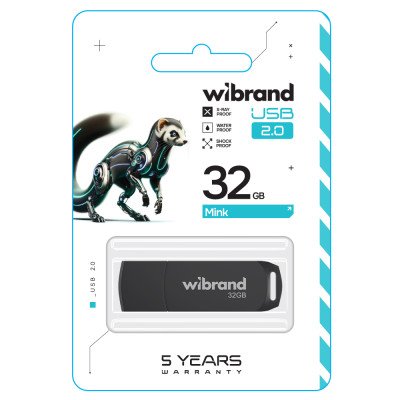 Флеш-накопичувач Wibrand USB 2.0 Mink 32Gb Black Флеш-накопичувач Wibrand USB 2.0 Mink 32Gb Black