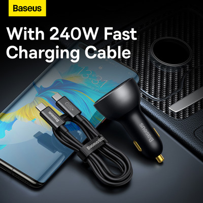 Автомобільний зарядний пристрій Baseus Digital Display PD3.1 Dual Fast Charger Car Charger U+C 140W Set Obsidian Black (With Superior Series Fast Char Автомобільний зарядний пристрій Baseus Digital Display PD3.1 Dual Fast Charger Car Charger U+C 140W Set Obsidian Black (With Superior Series Fast Char