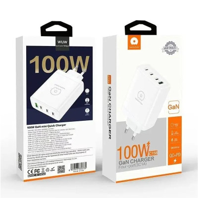 Мережевий зарядний пристрій WUW-C158 1USB 3Type-C + USB A PD100W white