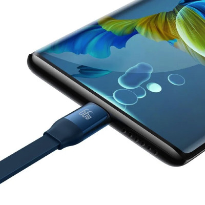 Кабель Baseus Bright Mirror 2 Series Retractable 3-in-1 Fast Charging  Data Cable USB to M+L+C 66W 1.1m Blue
