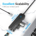 USB-хаб Vention USB-C to USB 3.0*3/RJ45/Micro-B HUB 0.15M Black ABS Type