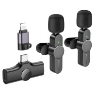 Бездротова мікрофонна система BOROFONE BFK12 Trophy lavalier dual-mic (iP/Type-C) Black Бездротова мікрофонна система BOROFONE BFK12 Trophy lavalier dual-mic (iP/Type-C) Black