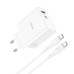Мережевий зарядний пристрій HOCO C113A Awesome PD65W dual port(1A1C) charger set(Type-C to Type-C) White