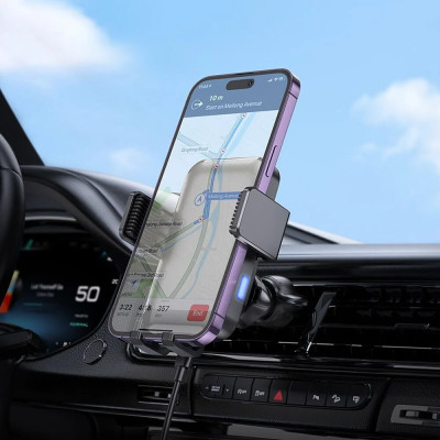 Автотримач для телефона з БЗП HOCO HW9 Climber smart wireless charging car holder Black Gray Автотримач для телефона з БЗП HOCO HW9 Climber smart wireless charging car holder Black Gray