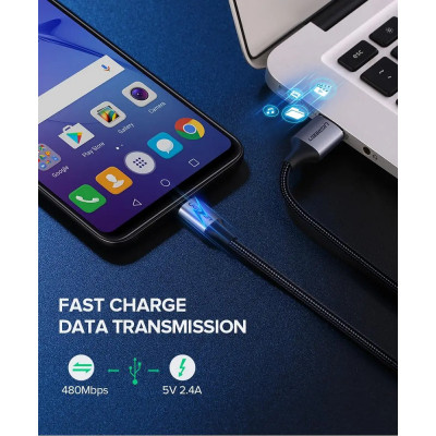 Кабель UGREEN US290 Micro USB 2.0 Cable 1M Metal/Black (UGR-60146)