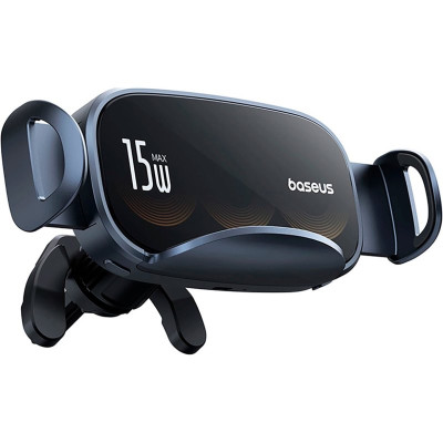 Автотримач для телефона з БЗП Baseus LightChaser Series Triple-Coil Wireless Charging Electric Car Mount Cluster Black