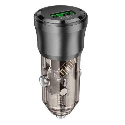 Автомобільний зарядний пристрій BOROFONE BZ23 Noble single-port QC3.0 car charger Transparent Black Автомобільний зарядний пристрій BOROFONE BZ23 Noble single-port QC3.0 car charger Transparent Black