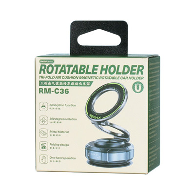 Автотримач для телефона REMAX Tri-Fold Air Cushion Magnetic Rotatable Car Holder RM-C36 Tarnish Автотримач для телефона REMAX Tri-Fold Air Cushion Magnetic Rotatable Car Holder RM-C36 Tarnish