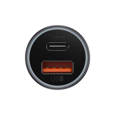 Автомобільний зарядний пристрій Baseus Golden Contactor Max Dual Fast Charger Car Charger U+C 60W Dark Gray