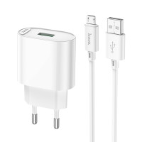 Мережевий зарядний пристрій з кабелем HOCO C109A Fighter single port QC3.0 charger set(Micro) White Мережевий зарядний пристрій з кабелем HOCO C109A Fighter single port QC3.0 charger set(Micro) White