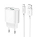 Мережевий зарядний пристрій з кабелем HOCO C109A Fighter single port QC3.0 charger set(Micro) White