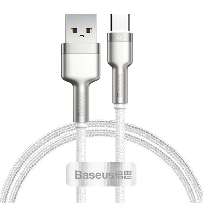 Кабель Baseus Cafule Series Metal Data Cable USB to Type-C 66W 1m White Кабель Baseus Cafule Series Metal Data Cable USB to Type-C 66W 1m White