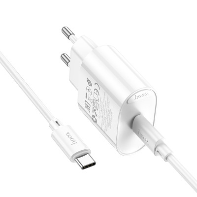 Мережевий зарядний пристрій з кабелем HOCO C109A(PD20W) Fighter single port PD20W charger set(C to C) White Мережевий зарядний пристрій з кабелем HOCO C109A(PD20W) Fighter single port PD20W charger set(C to C) White
