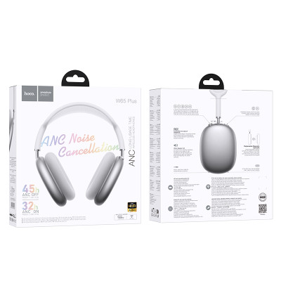 Бездротові накладні навушники HOCO W65 Plus Happy ANC BT headphones Silver